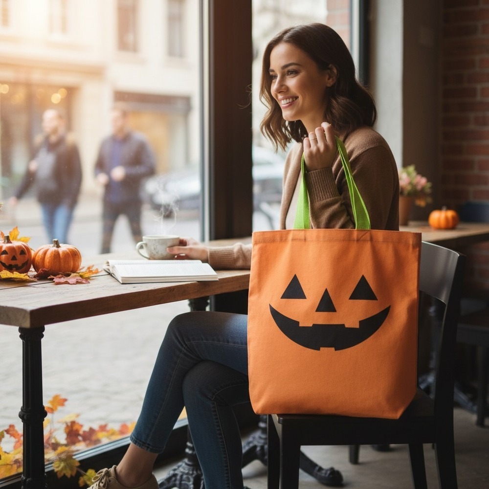 Made For Retail Pumpkin Tote Bag Kids OS Orange New Halloween Jack-O-Lantern